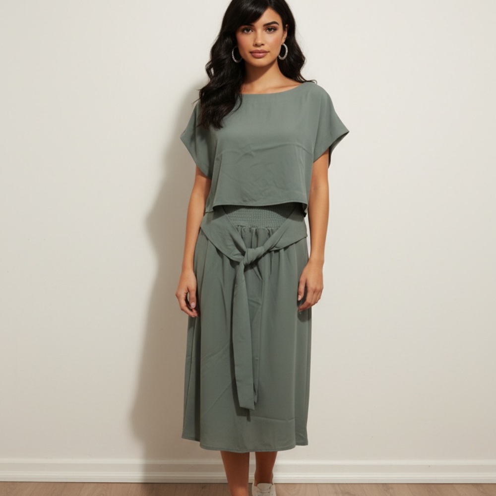 Zenana Outfitters Sage Green Skirt Set